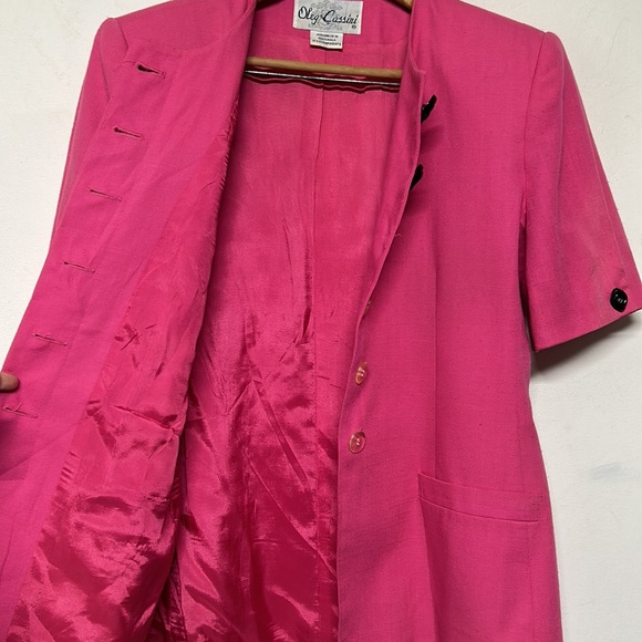 Vintage Oleg Cassini Barbie Pink Long Blazer 60s Mod Chic - Picture 10 of 11